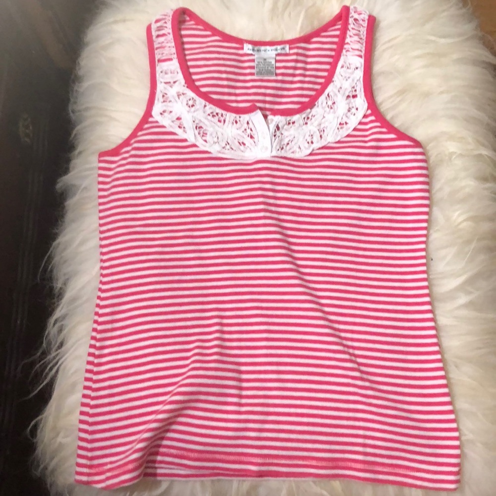 Pink and lace wide strap tank top